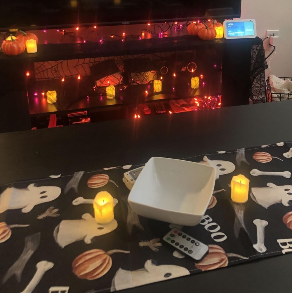 FireflyStar Vela LED de vela votiva de 12 piezas, velas votivas LED a pilas, velas de luz de té ámbar sin llama para decoraciones de Halloween
