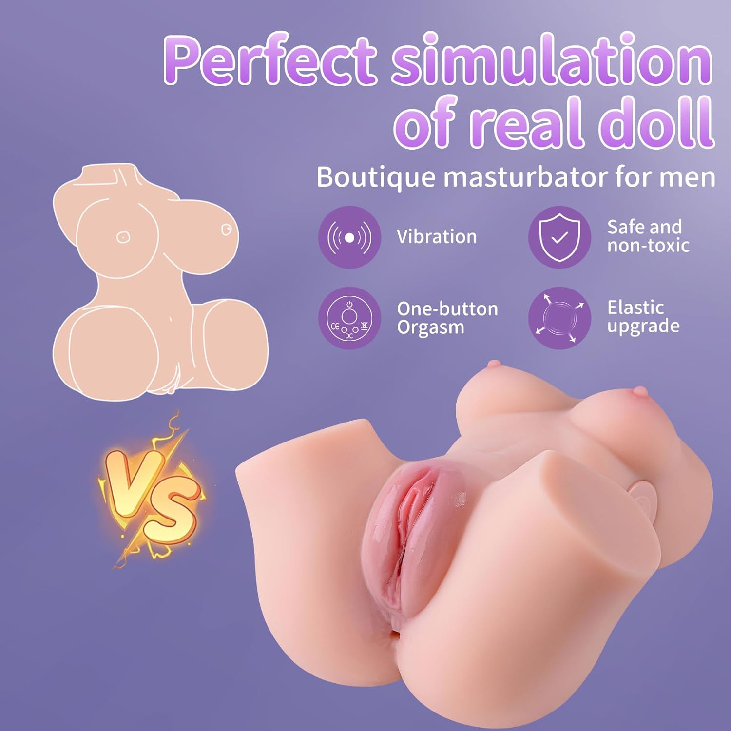 Muñeca sexual vibrante de 6 libras, masturbador masculino, muñecas sexuales Jaspik para hombres con 10 modos de vibración, muñeca sexual femenina