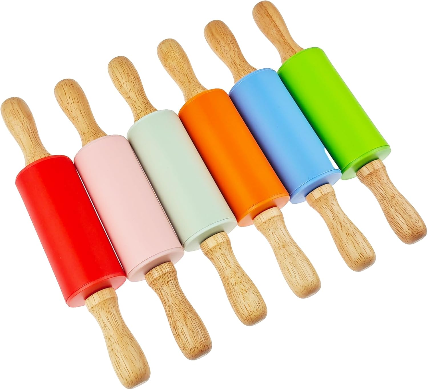 Paquete de 6 rodillos pequeños para niños, rodillos para niños para la cocina del hogar (6 colores) (9 pulgadas)