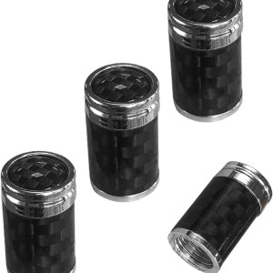 Ziciner 4 tapas de vástago de válvula de neumático, tornillos de fibra de carbono para tapas de neumáticos, accesorios universales para exteriores Ziciner 4 tapas de vástago de válvula de neumático, tornillos de fibra de carbono para tapas de neumáticos, accesorios universales para exteriores