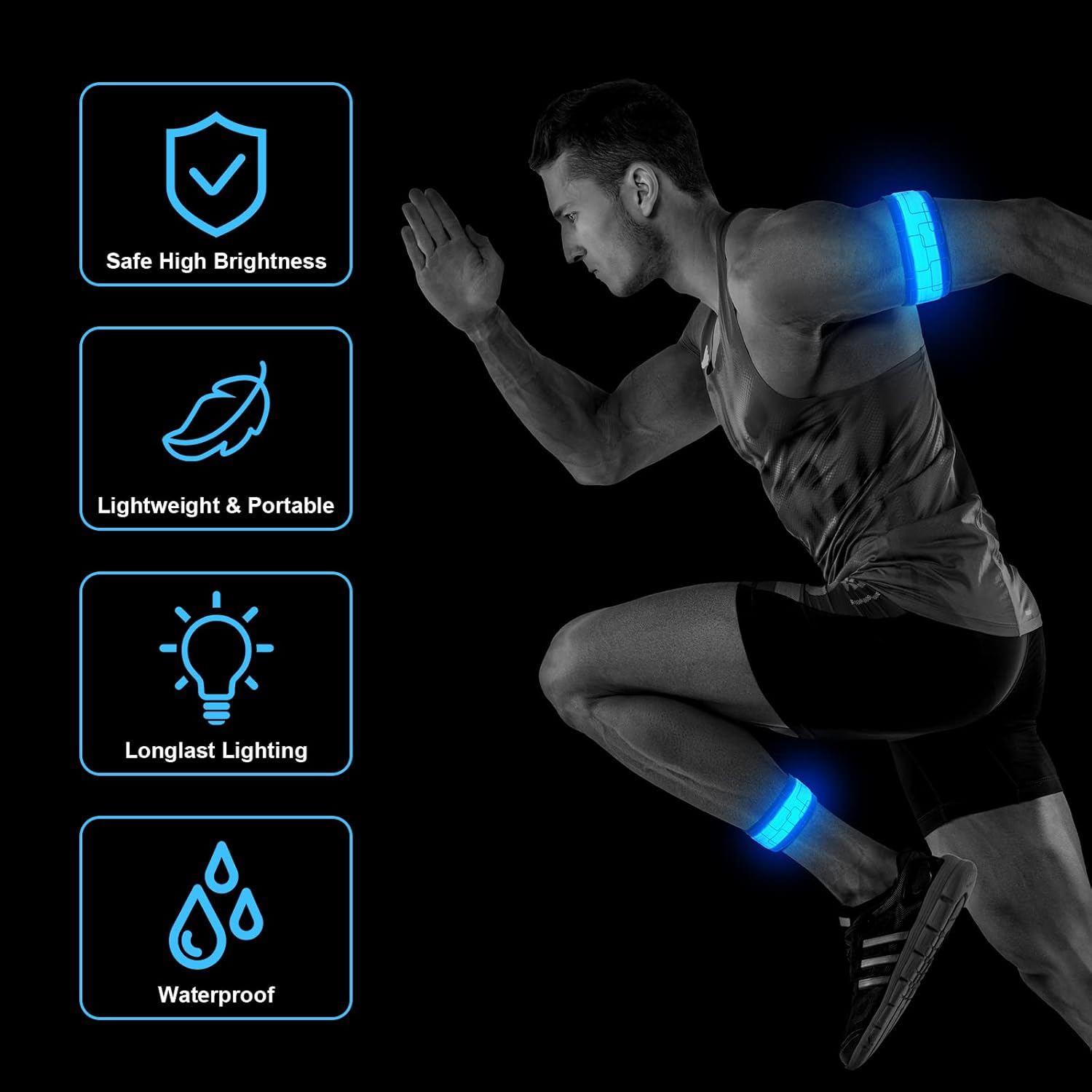 Aucuu Brazalete de seguridad con luz LED para caminar por la noche de los niños, correa mágica para correr, ciclismo, trotar