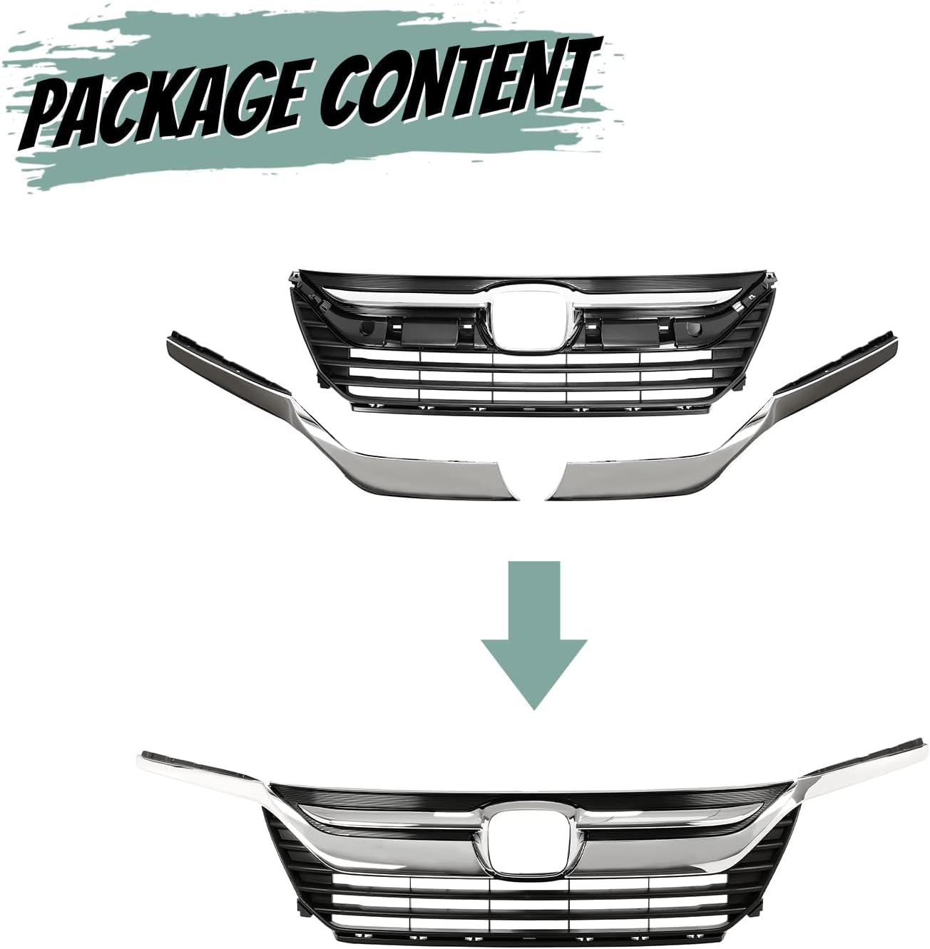 HECASA Rejilla de parachoques delantero con moldura de párpado para faros delanteros compatible con Honda Odyssey 2018-2020, repuesto para