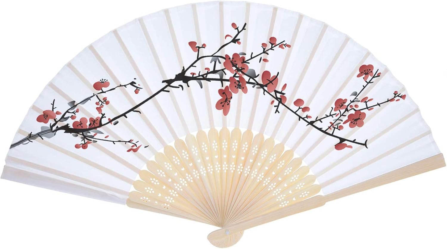 Abanicos de mano plegables de bambú de seda para regalo de boda de iglesia, recuerdos de fiesta, decoración de bricolaje (blanco, paquete de 120)