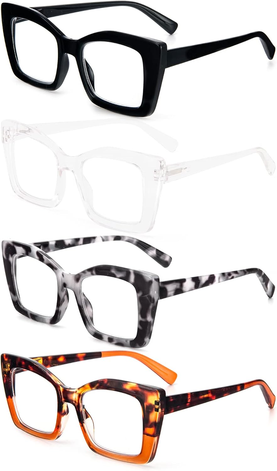 DXYXYO Lentes de lectura cuadrados de gran tamaño para mujer, bloqueo de luz azul, estilo Oprah, marco grueso, lectores con bisagra de resorte