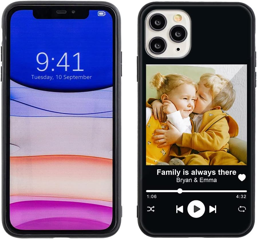 Funda personalizada para Apple iPhone 11 Pro Max, de vidrio templado antiarañazos, a prueba de golpes, suave TPU con collage de fotos, diseño de