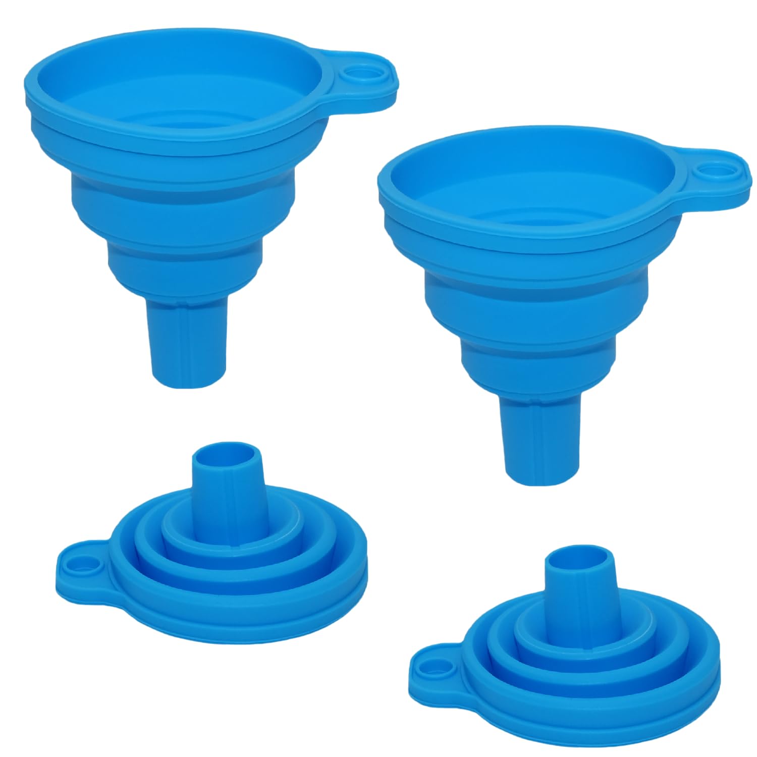 Embudos para llenar botellas Juego de 2, embudo de silicona de grado alimenticio para uso en cocina. Embudo de botella plegable pequeño para