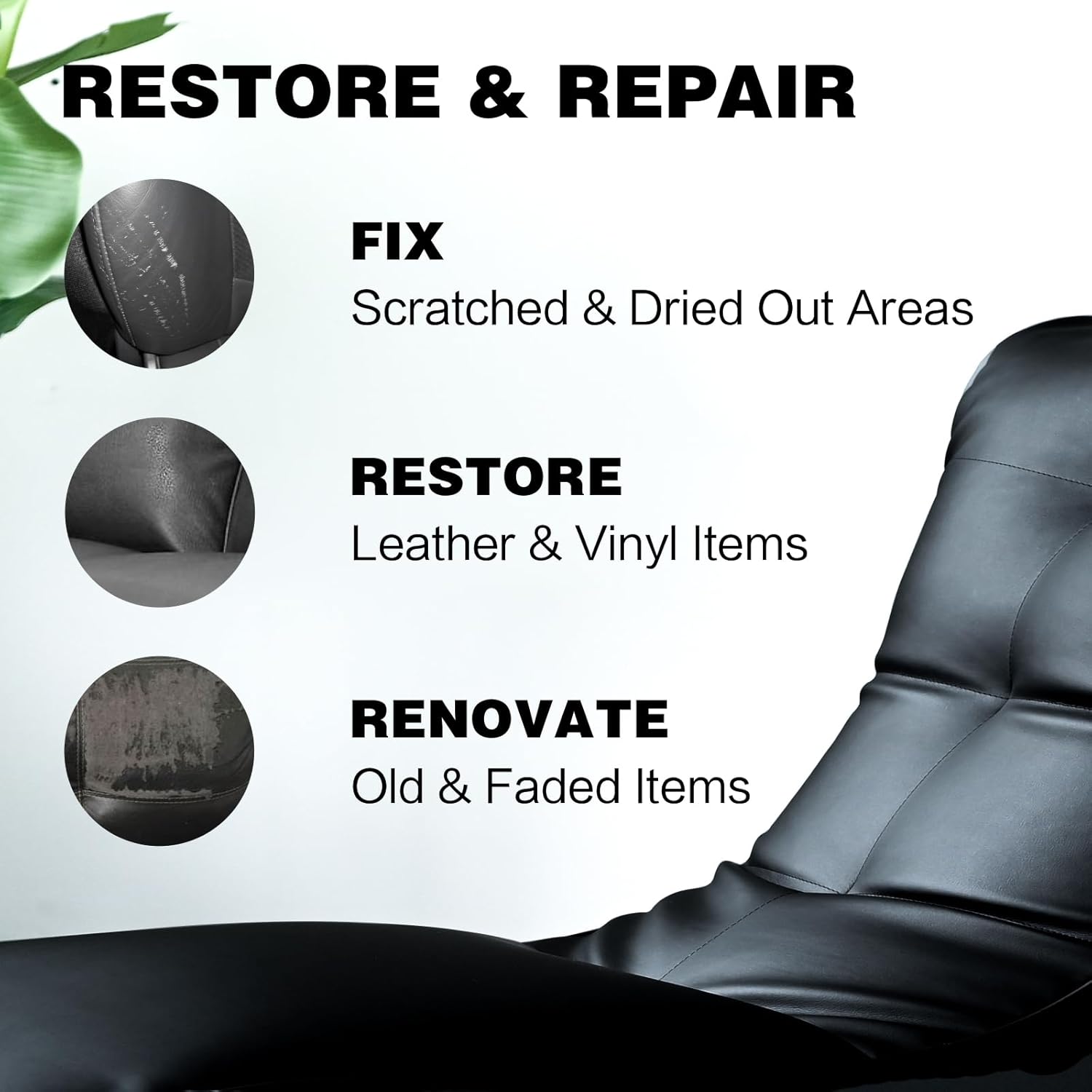 Bálsamo de recoloración de cuero, kit de reparación de cuero blanco para muebles, tinte de cuero, recolor, renovación, reparación y restauración de