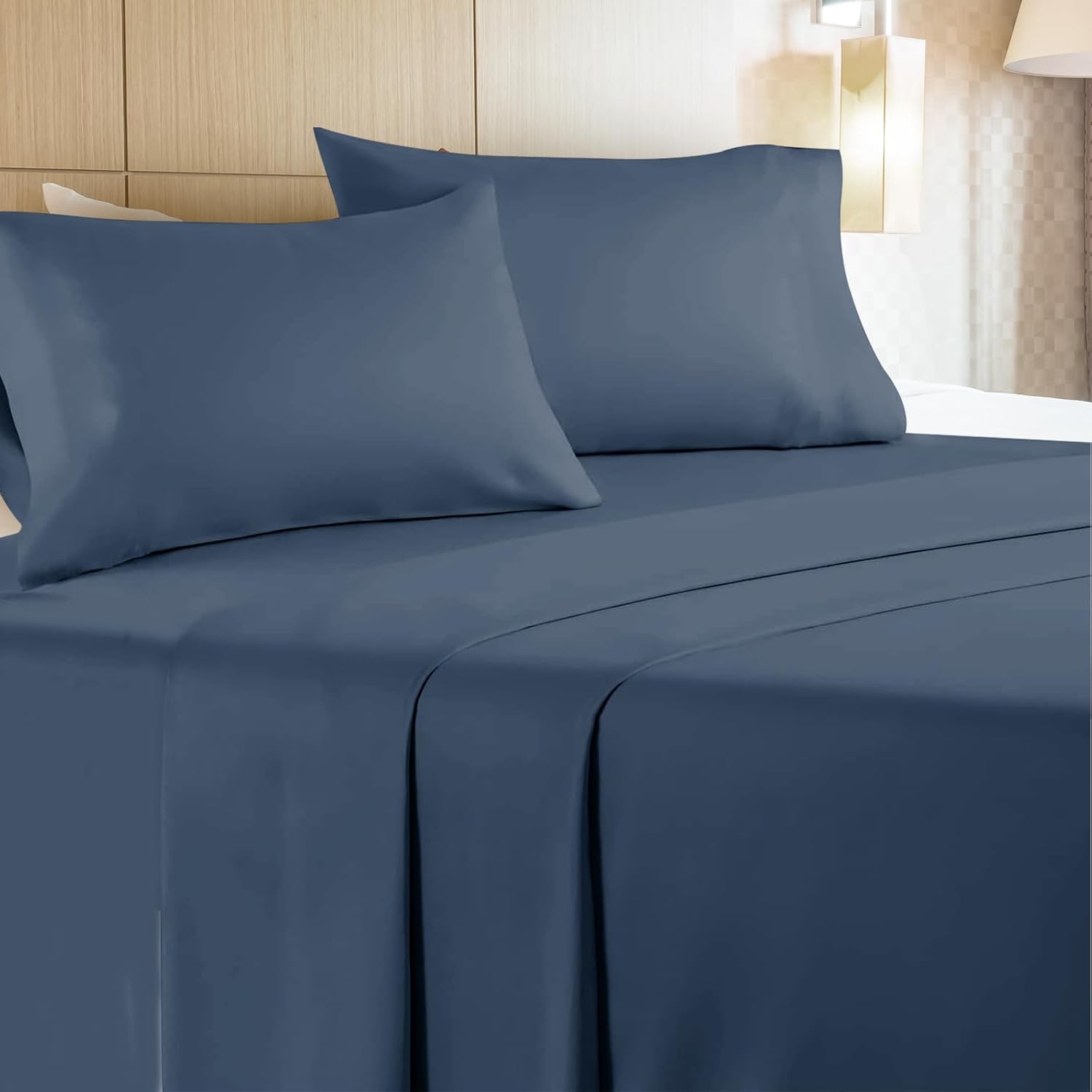 Juego de 4 sábanas tamaño Queen 100% microfibra extra suaves y sin arrugas, juego de 4 sábanas para cama tamaño Queen con bolsillos profundos, color