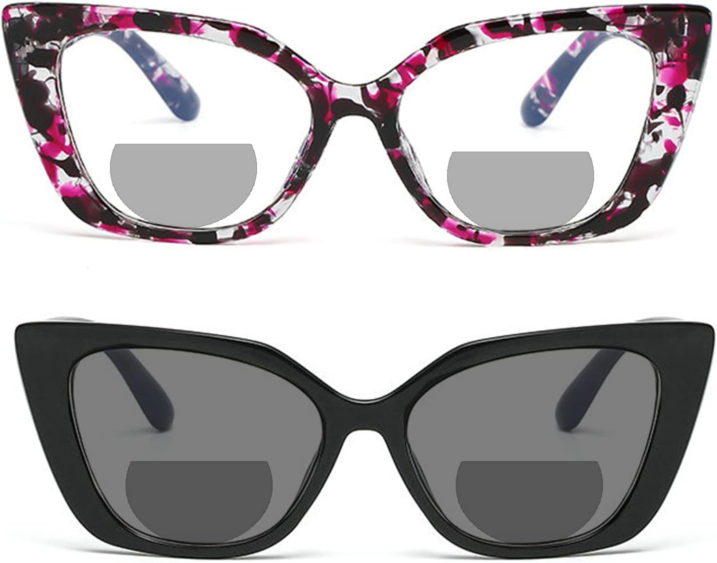 2 gafas de lectura bifocales para mujer, de transición, fotocromáticas, de lectura, para computadora, presbicia, antirreflejos