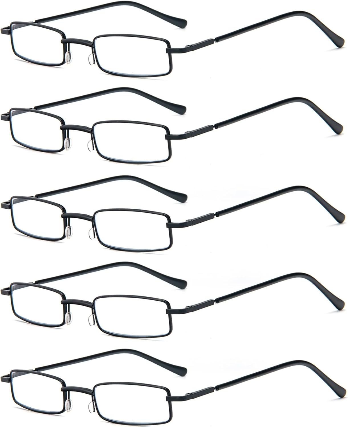 REAVEE Paquete de 5 lentes de lectura portátiles delgados para hombres y mujeres, bloqueo de luz azul para computadora con bolsillo pequeño, estuche