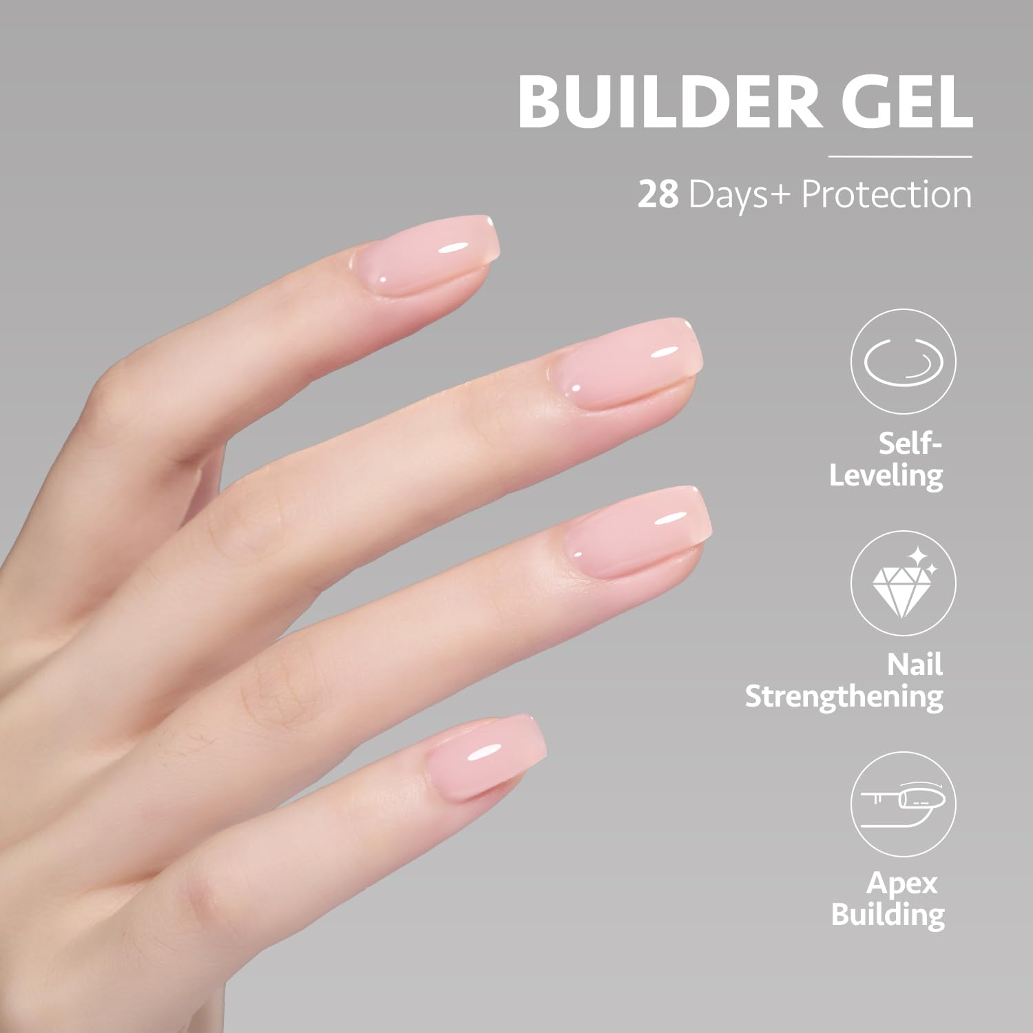 GAOY Gel constructor para uñas, fortalecedor de uñas de 0.6 fl oz en una botella, gel duro para extensión de uñas, gel UV de larga duración, 1726