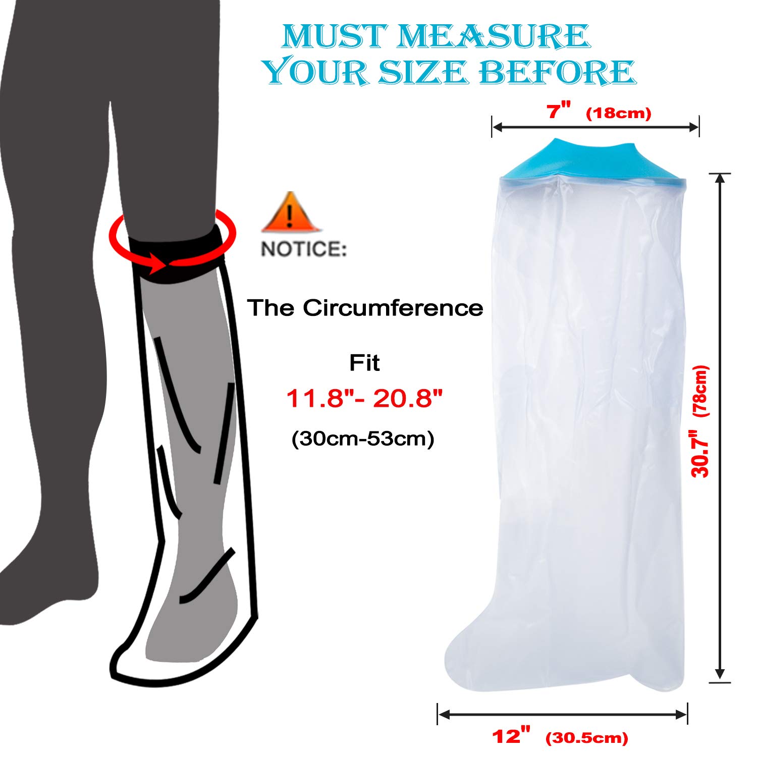 Fundas fundidas para patas de ducha para adultos, impermeables, protector de pierna completa, vendaje de ducha, ducha para heridas rotas, pierna