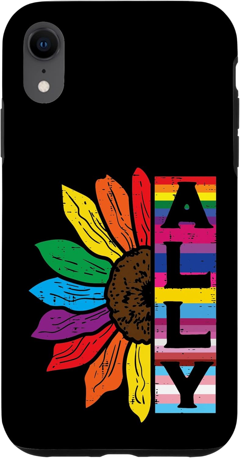 Funda para iPhone XR Lgbt Gay Ally Girasol Rainbow Pride Flag Hombres Mujeres Niños