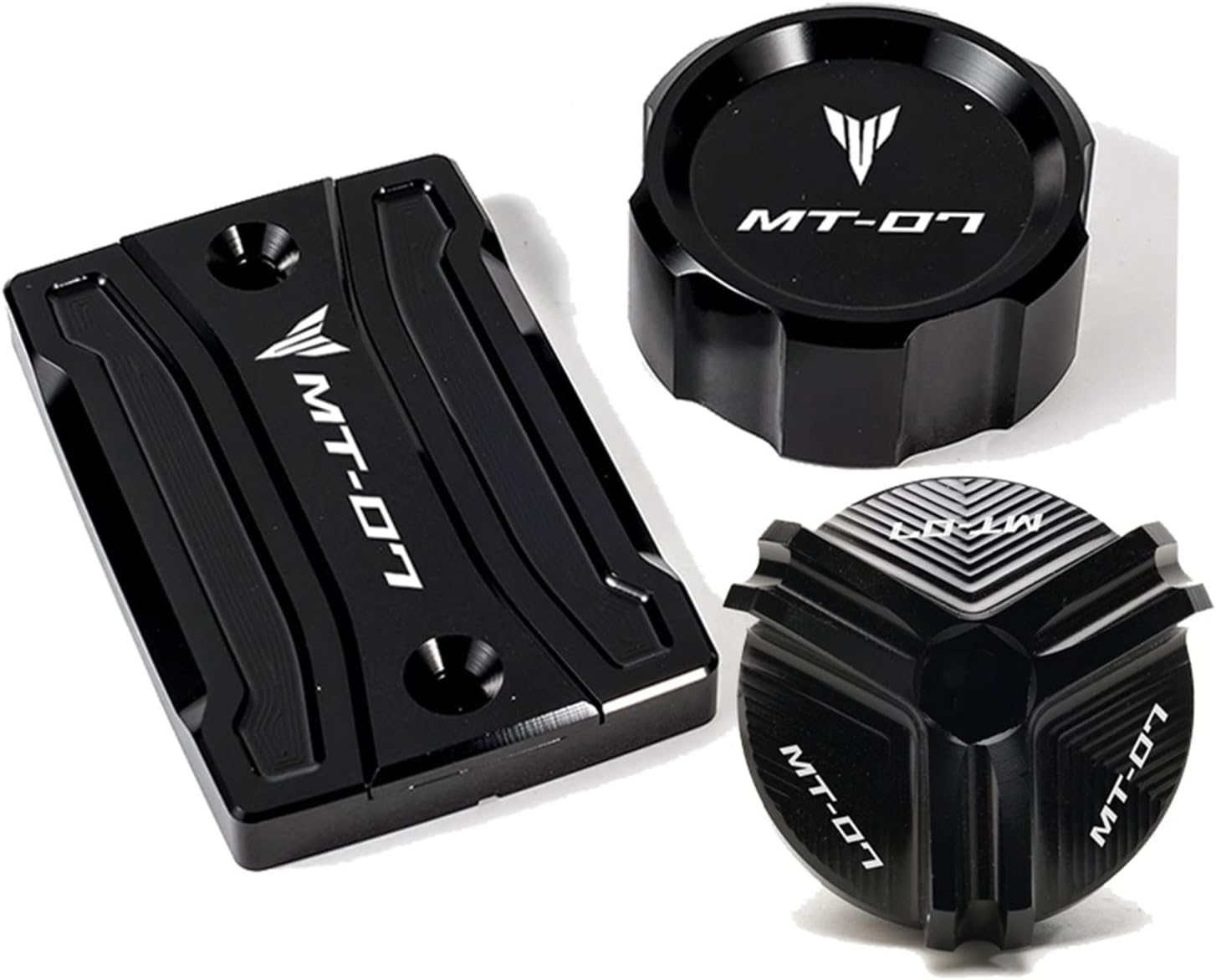 LCCDZ Accesorios de motocicleta CNC Tapa de depósito de líquido de freno trasero y delantero, tapa de llenado de aceite compatible con Yamaha MT07