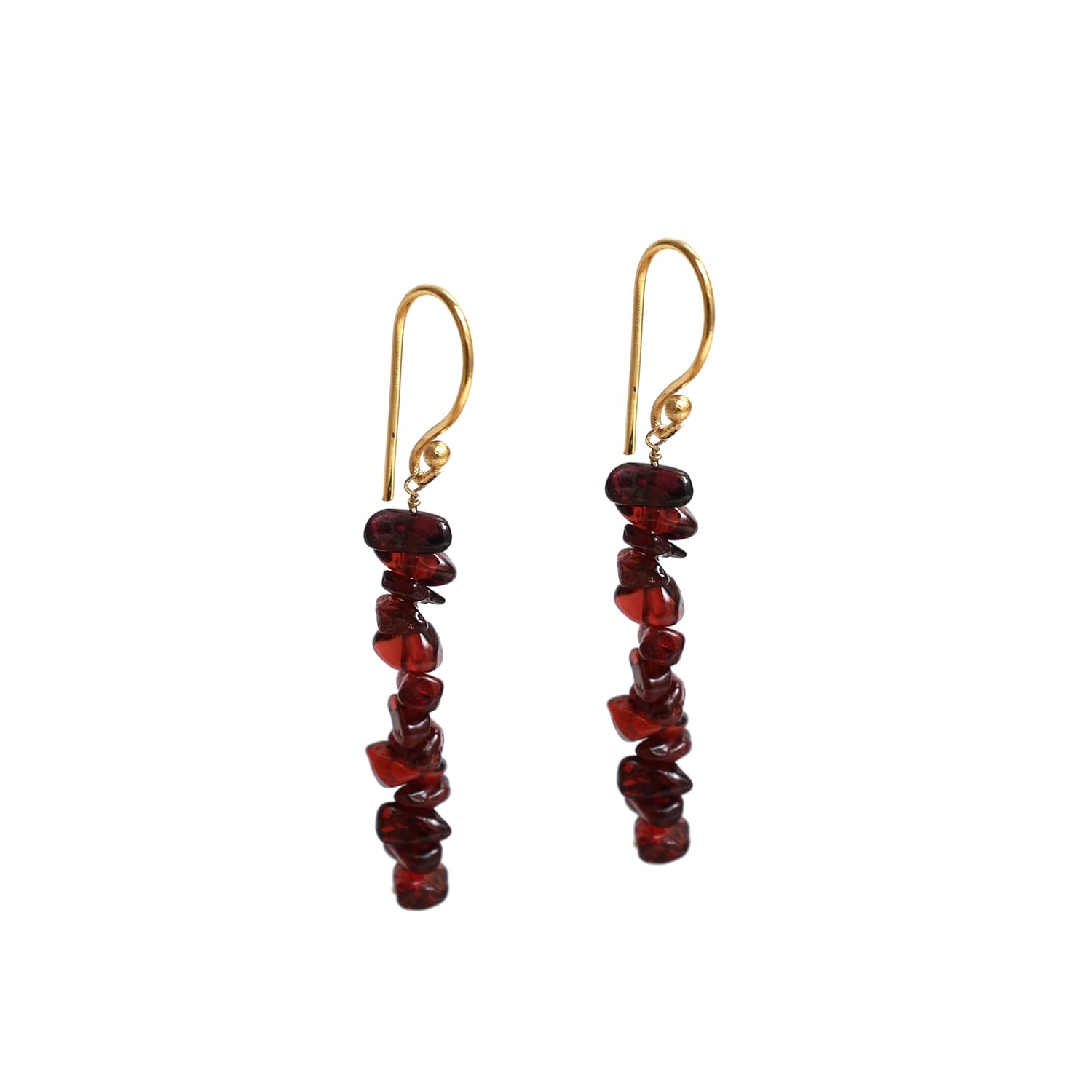 Gempires Natural Red Garnet Chips Earring January Birthstone Jewelry Dangling Earrings For Girls Gift for Her (Red Garnet((Gold))