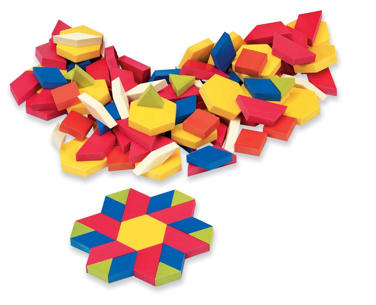 hand2mind Bloques de patrones de plástico, formas geométricas para niños, juego de patrones, bloques de patrones para niños pequeños, formas de