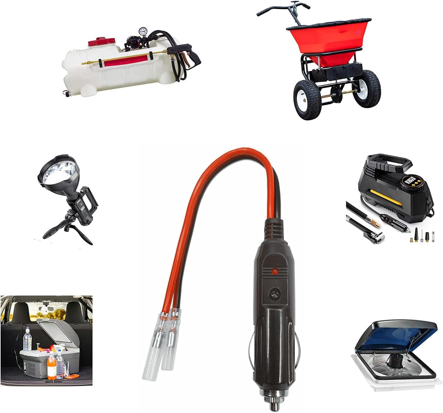 LECODO Enchufe macho de repuesto para encendedor de cigarrillos de 12 V y 24 V con cables, accesorios de fuente de alimentación, cable adaptador de