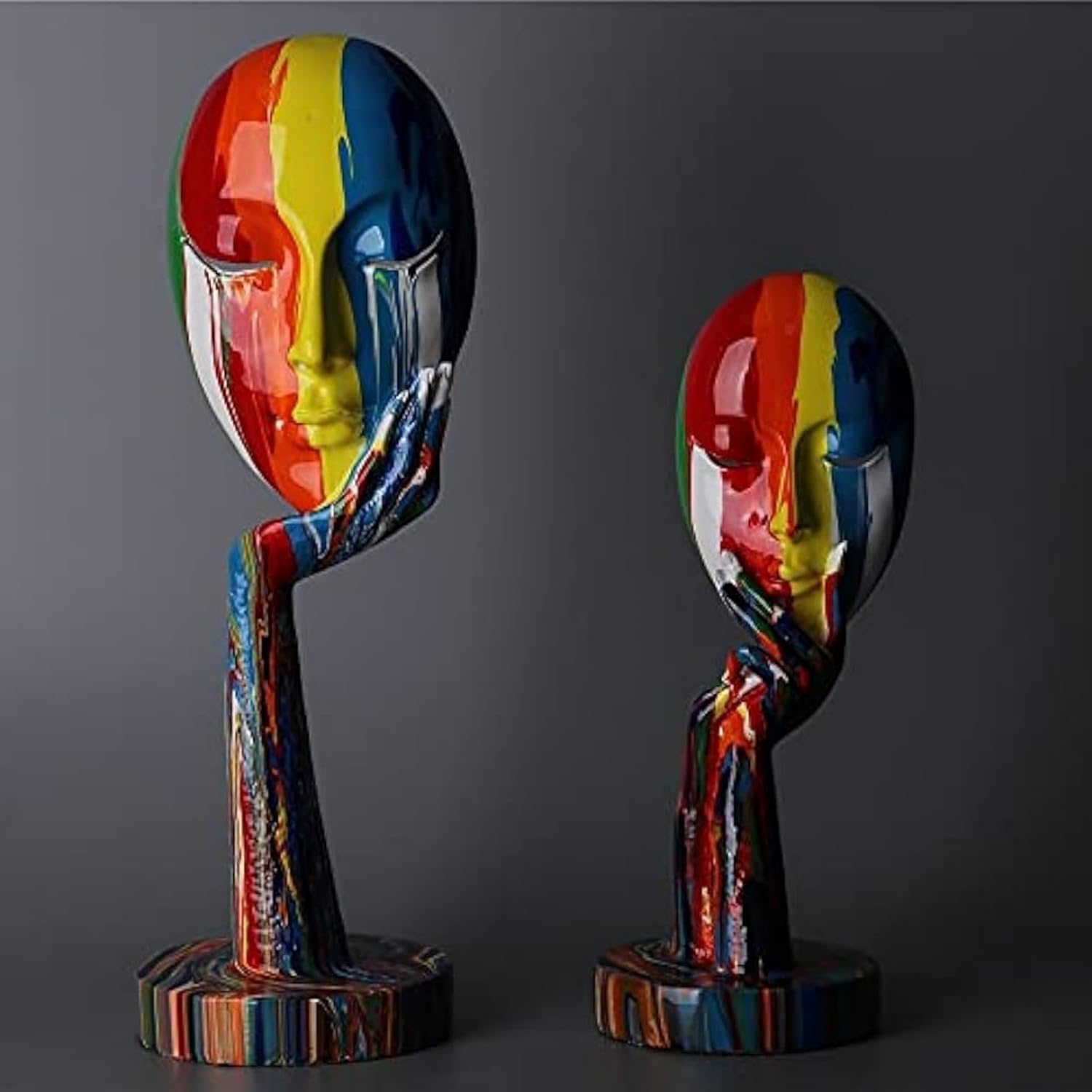 suruim Estatua de arte femenino simple y creativa, colorida, pensadora, escultura de personaje abstracto, manualidades, adorno para el hogar,