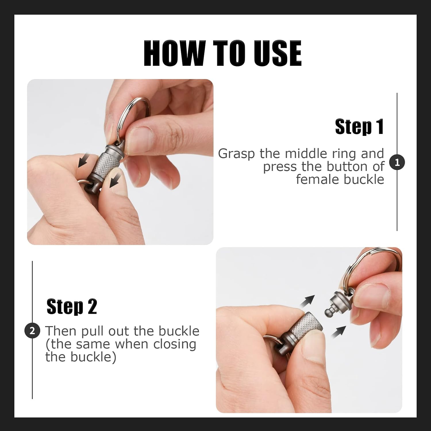 Titanium Quick Release Keychain, Swivel Key Holder Anti-Slip with Detachable 2 Rings UIInosoo Double-End Pull Apart Easily