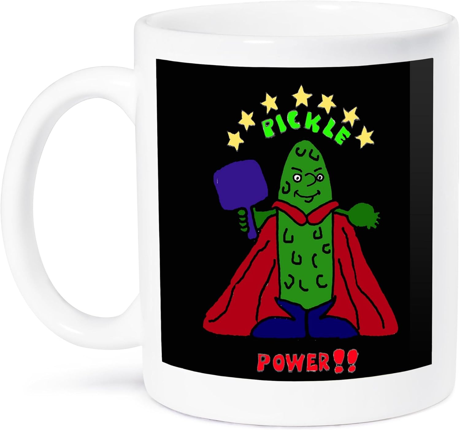 3dRose mug_200108_1 Divertida taza de cerámica de Pickleball Super Hero Cartoon Pickleball, 11 onzas