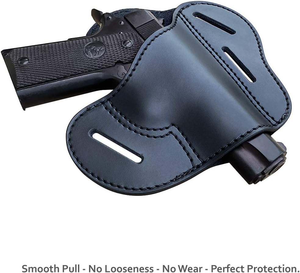 Funda 1911 1911 .45  0.354 in  4.25 pulgadas  4.25 pulgadas  4.5 pulgadas Funda de cuero OWB – Se adapta a la mayoría de pistolas estilo 1911PT1911