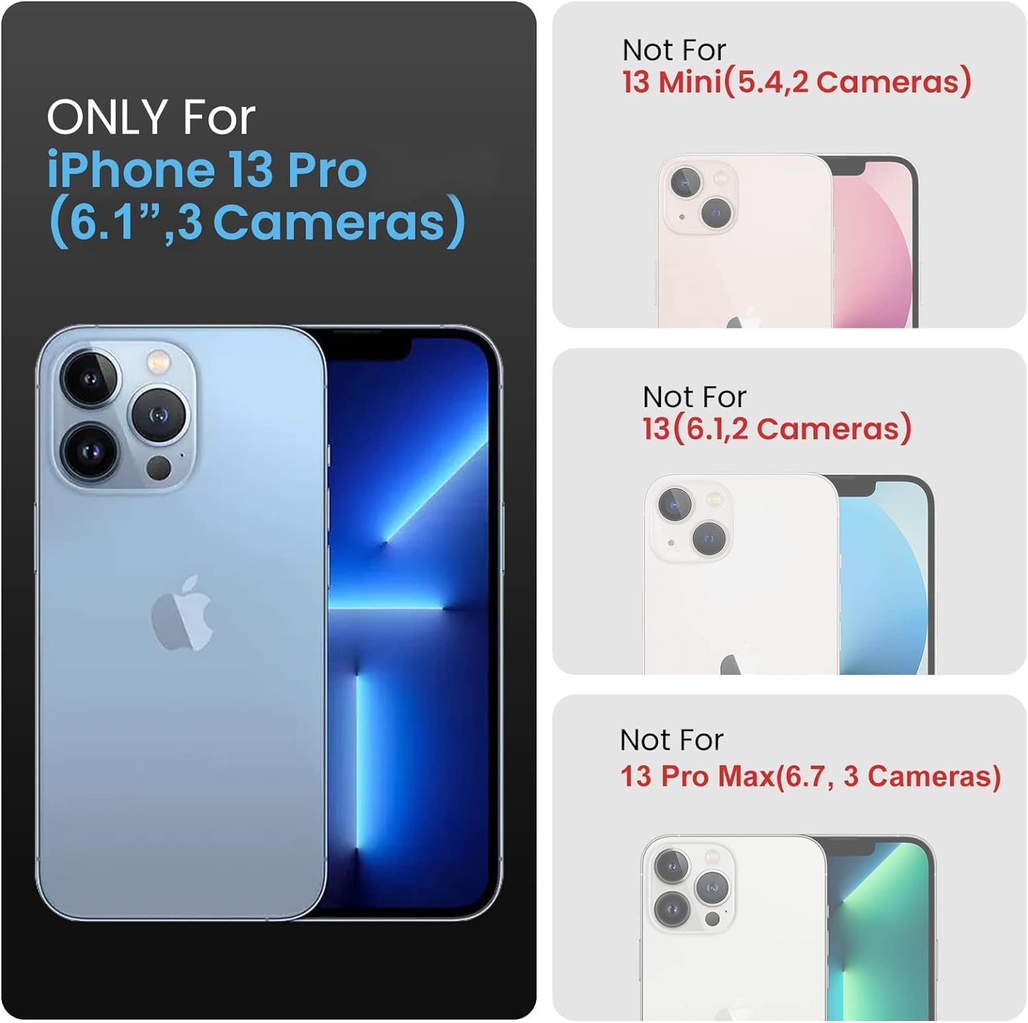 FireNova Funda para iPhone 13 Pro, funda de silicona mejorada protección de cámara con 2 protectores de pantalla, forro interior de microfibra suave