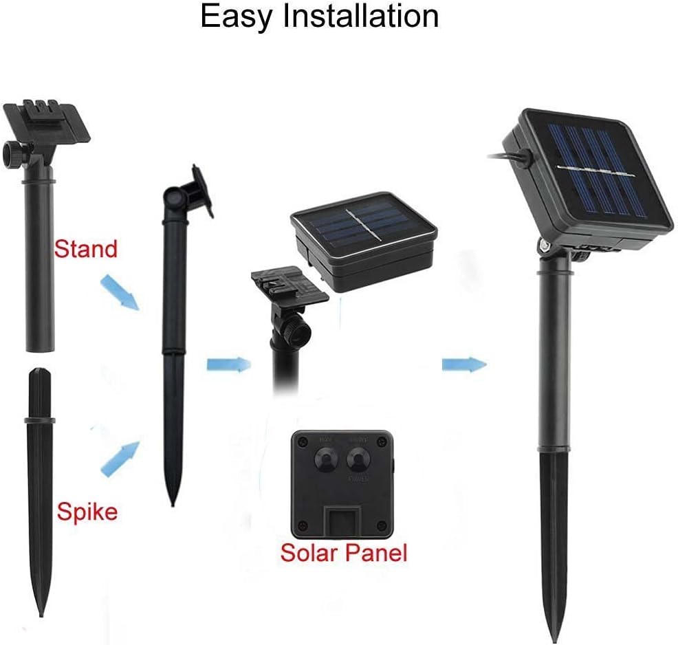 Hann Guirnalda de 30 luces LED solares, 20 pies, luces coloridas de gota de agua, luces de hadas de lluvia, luces estrelladas, luces solares