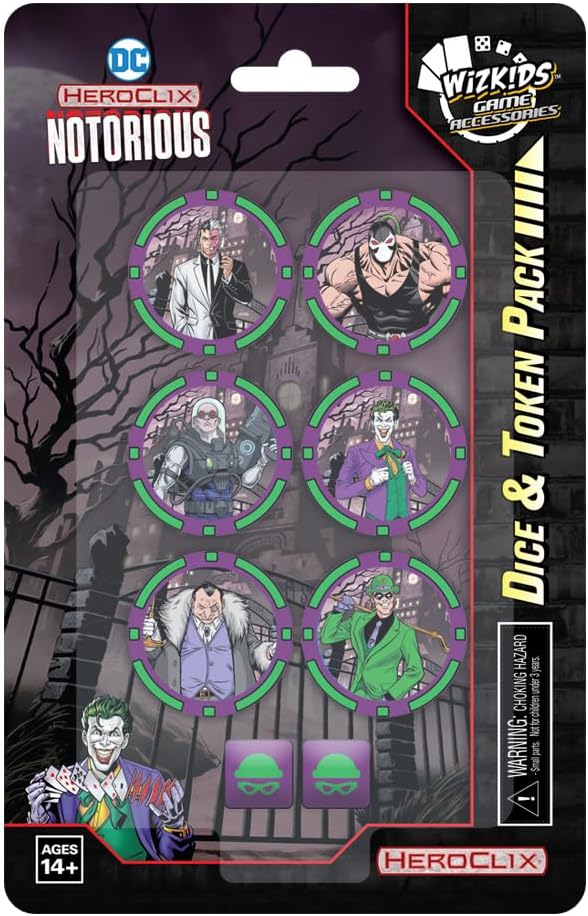 DC HeroClix Paquete de dados y fichas notorias