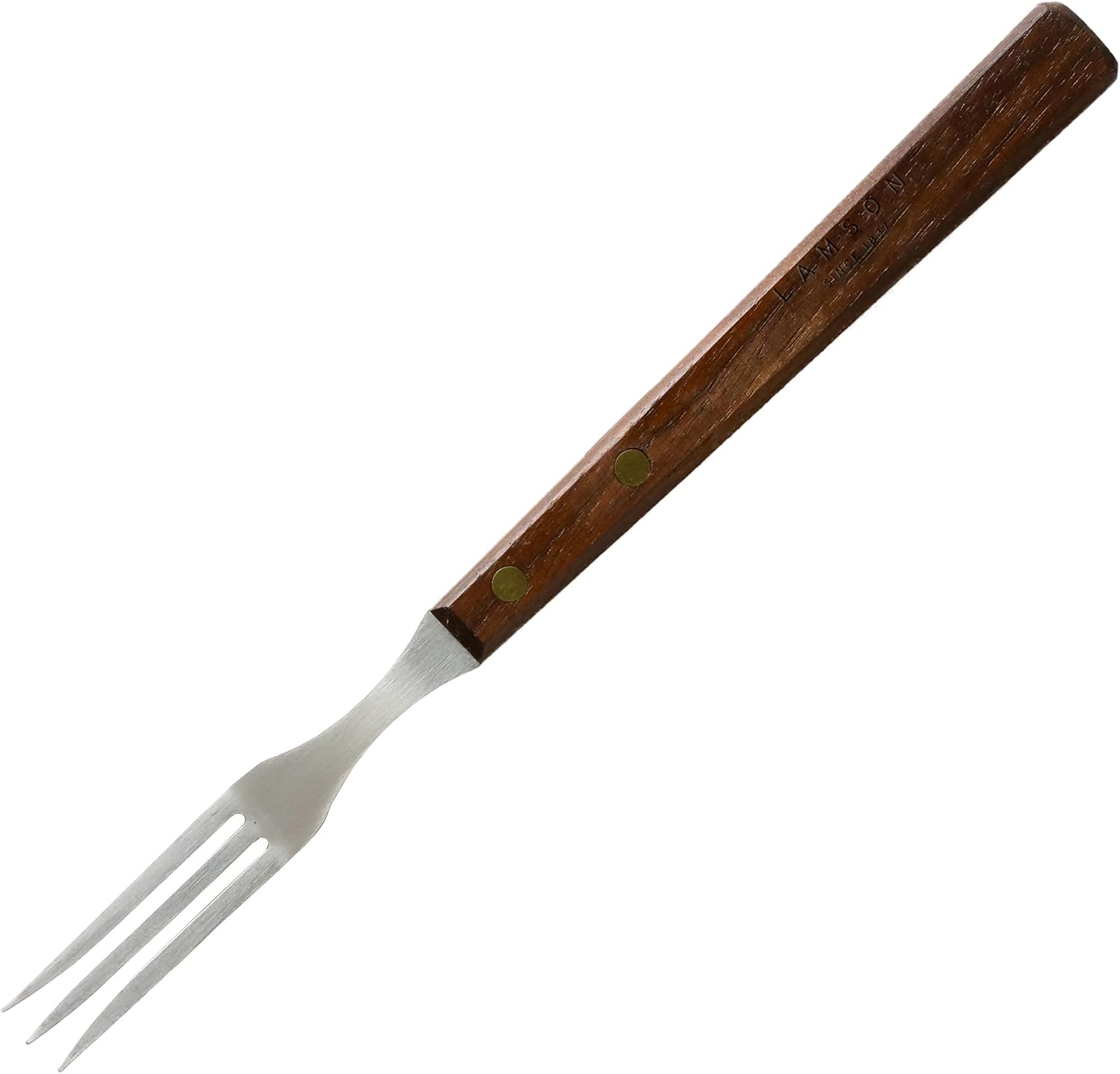 Lamson Tenedor Granny de 3 dientes, con mango de nogal remachado, acero inoxidable, 10″