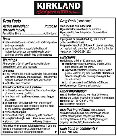 Kirkland Signature – Controlador de ácido de 20 mg, 125 unidades (paquete de 2) con suplementos exclusivos de vitaminas (3itens)