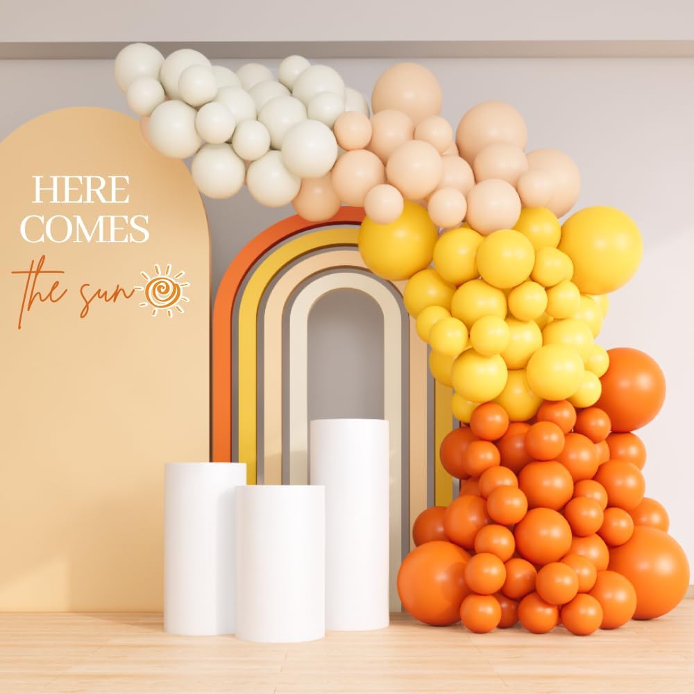 Here Comes the Son – Kit de guirnalda de arco de globos de 134 piezas para fiesta de sol retro, baby shower, primer viaje alrededor del sol,
