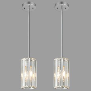 Iluminación colgante cromada, lámpara colgante moderna, mini candelabros de cristal, lámpara colgante ajustable para cocina, isla, comedor, pasillo, Iluminación colgante cromada, lámpara colgante moderna, mini candelabros de cristal, lámpara colgante ajustable para cocina, isla, comedor, pasillo,