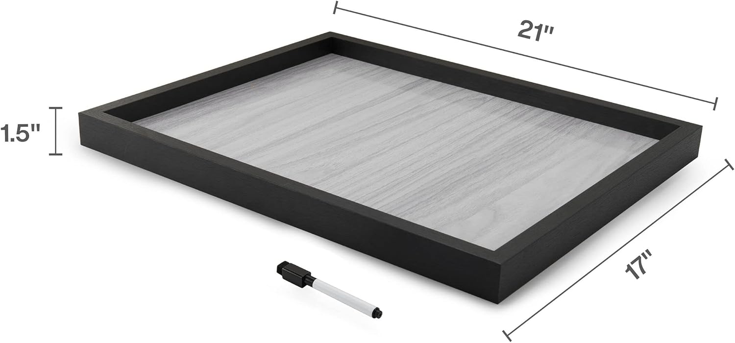 Mikasa Tablero blanco con estampado de grano de madera enmarcado, incluye 1 marcador