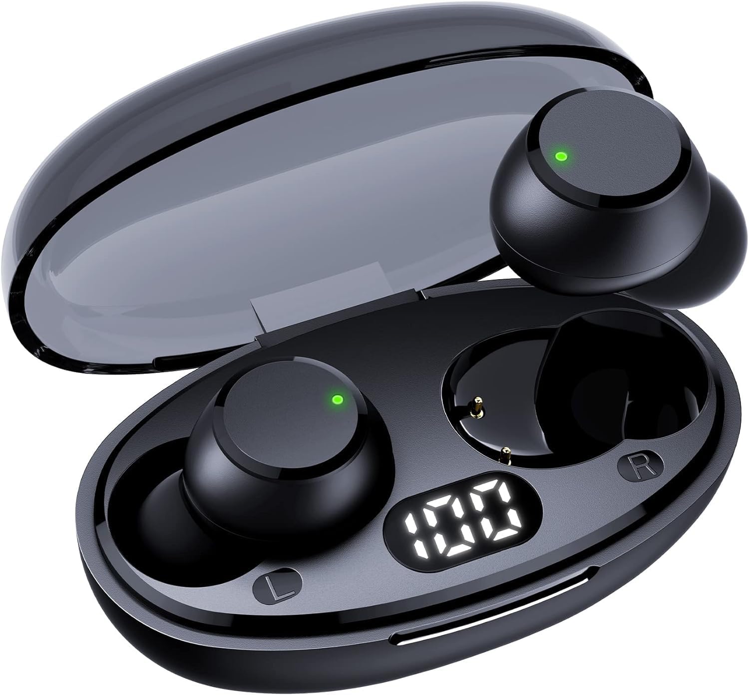 XBOSS T62 Mini auriculares inalámbricos Bluetooth con micrófono 5.3 pequeños IPX7 impermeable HiFi estéreo cancelación de ruido para correr,
