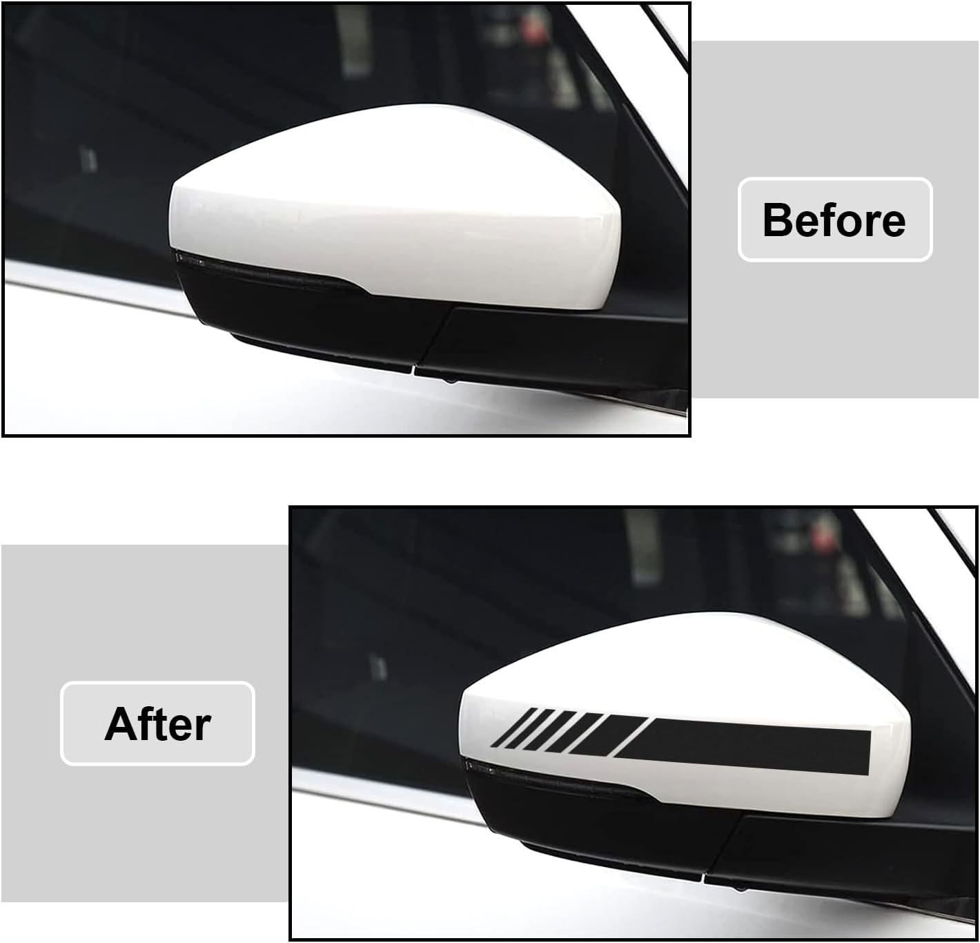2 calcomanías para espejo retrovisor de automóvil, calcomanías de vinilo impermeable para espejos retrovisores de vehículos, accesorios universales