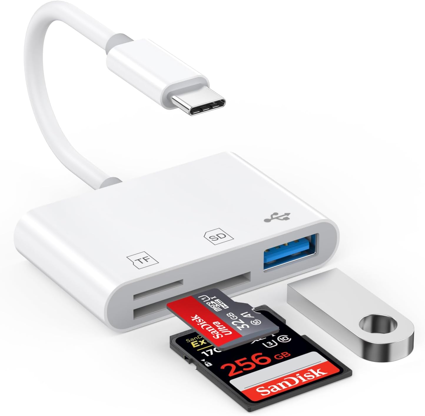 Lector de tarjetas USB C SD, FUHAYA USB C a SDTF lector de tarjetas con adaptador USB 3.0 para iPhone 15iPadMacMacBook, lector de tarjetas de