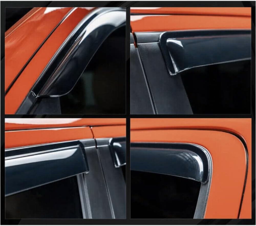 WKK 4 unids Sun Rain Guard Viseras de ventana delantera trasera izquierda conductor derecho pasajero lado superior cinta en ventana externa estilo