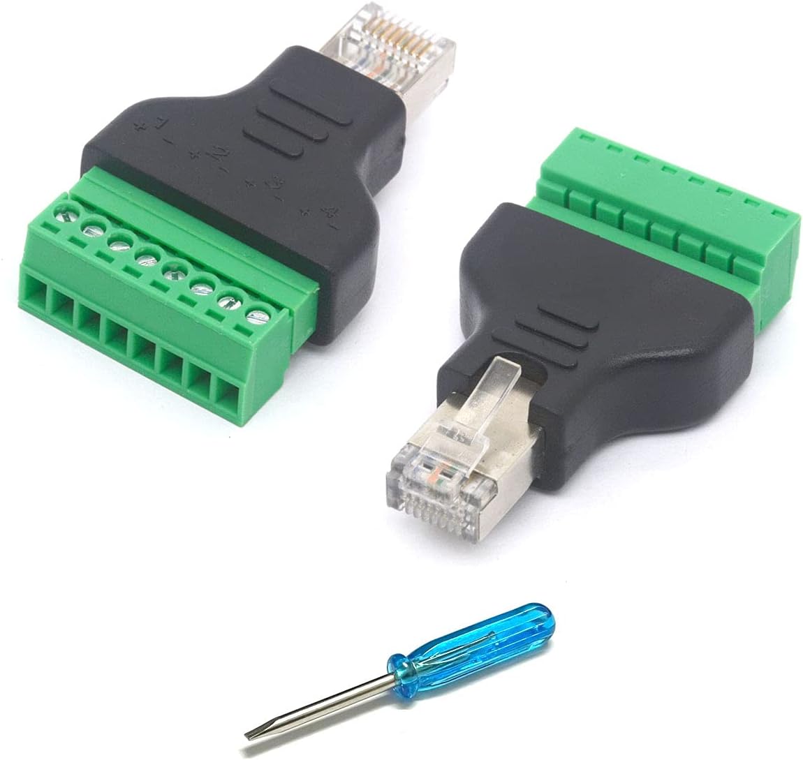 Adaptador de terminal de tornillo macho RJ45, RJ45 macho a tornillo de 8 pines, conector hembra Cat7 6 5 5e Extensor de enchufe de red Ethernet CCTV