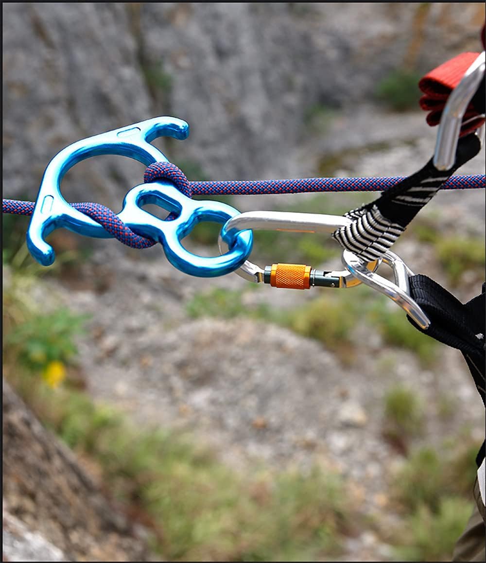 50KN Rescue Figure 8 Descender – Dispositivo de sujeción de oreja doblada grande de aleación de aluminio