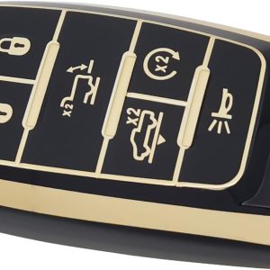 Funda para llavero para RAM 1500 2019-2020, protector de piel, accesorios de funda de entrada sin llave (negro) Funda para llavero para RAM 1500 2019-2020, protector de piel, accesorios de funda de entrada sin llave (negro)