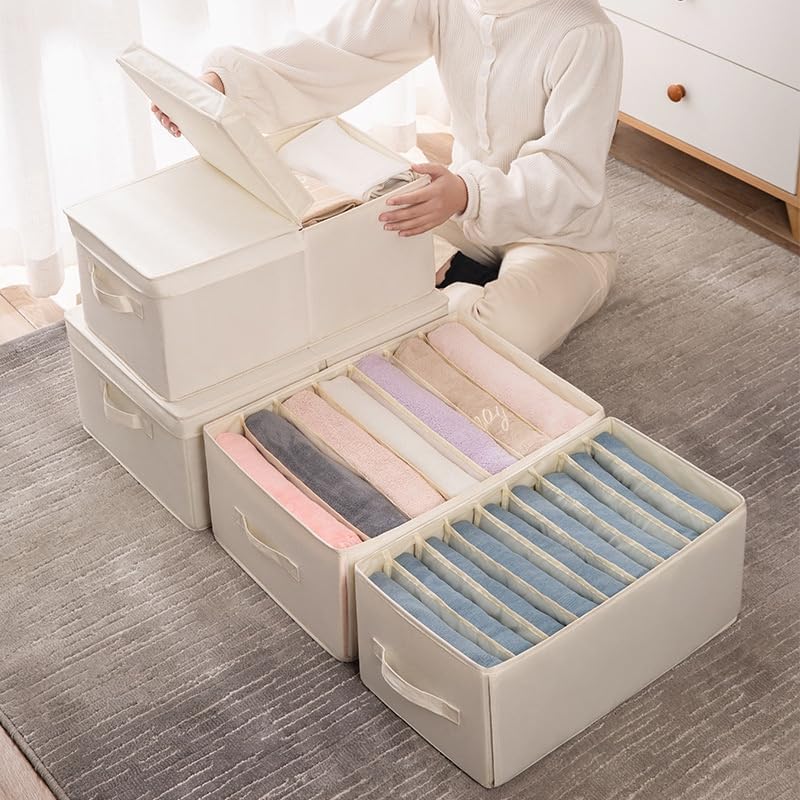ChicnChill Caja de almacenamiento plegable para armario con divisores ajustables, paquete de 3, organizador de almacenamiento de cajones fabricado