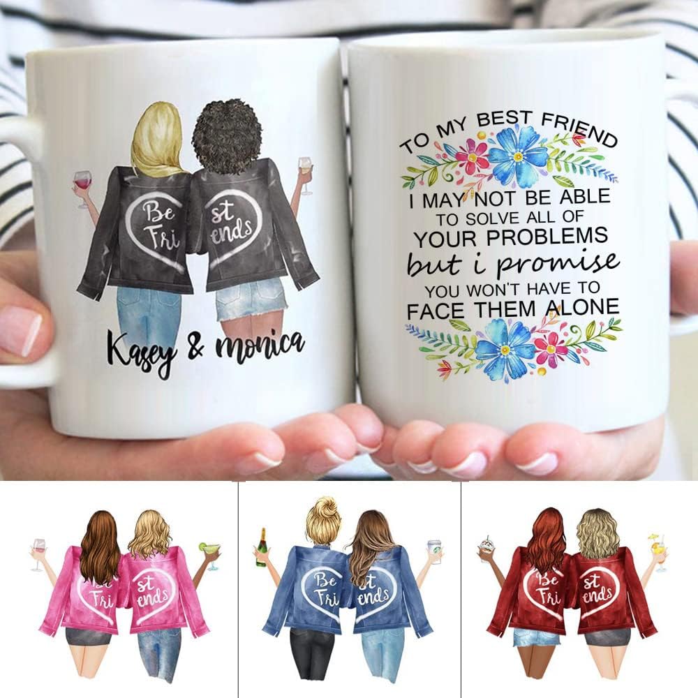Taza de café personalizada para mujeres, elige nombres, tazas de amistad personalizadas para amigos, mejores amigos, regalos de cumpleaños, amistad