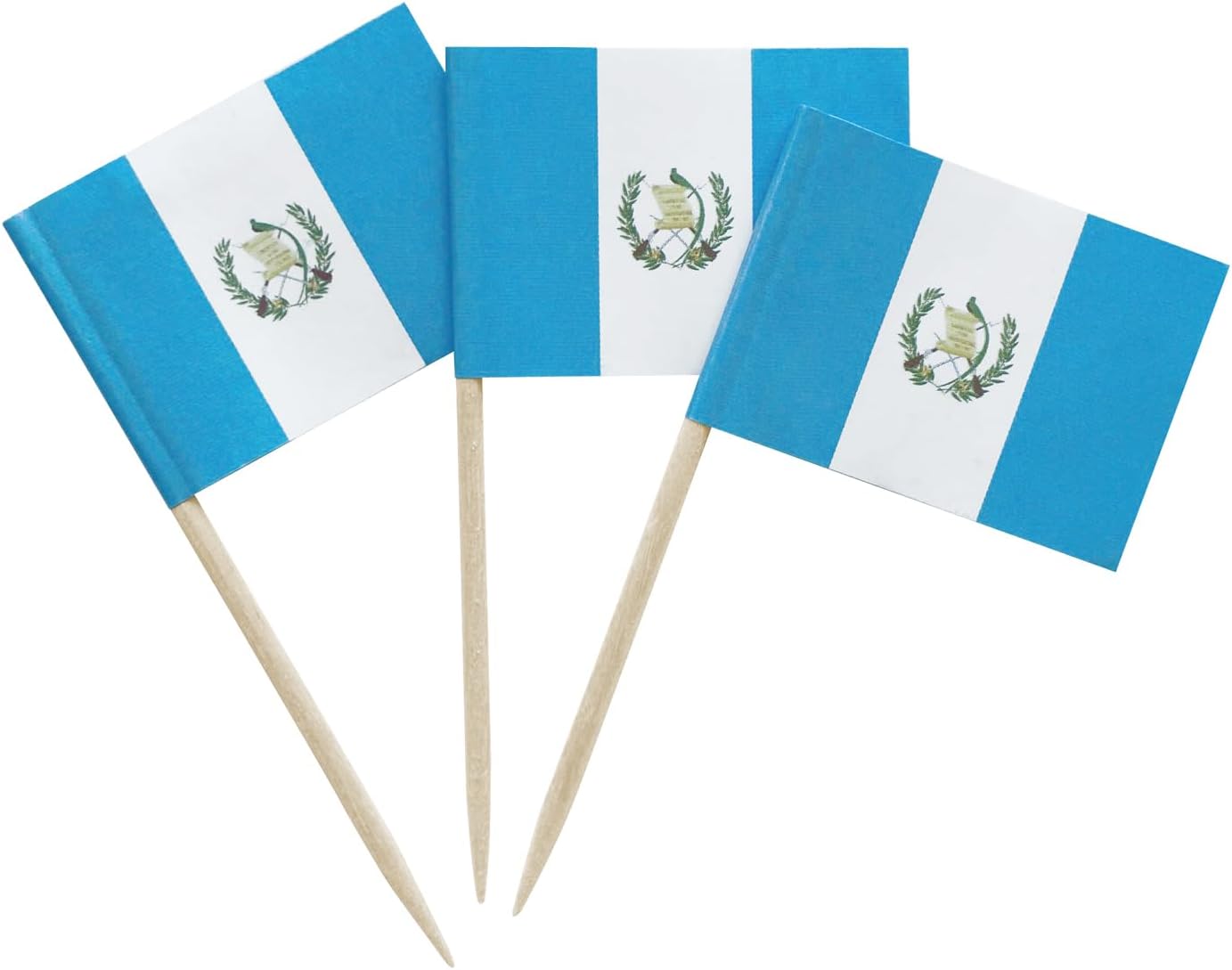 100 banderas guatemaltecas con palillos de dientes, mini palitos pequeños para cupcakes