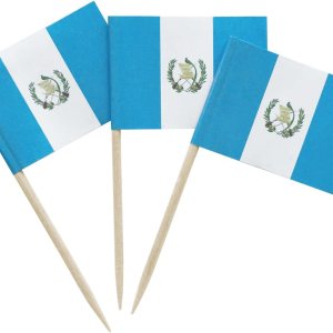 100 banderas guatemaltecas con palillos de dientes, mini palitos pequeños para cupcakes 100 banderas guatemaltecas con palillos de dientes, mini palitos pequeños para cupcakes