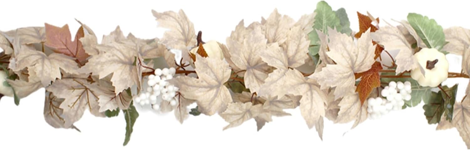 Tonos terrosos follaje otoño blanco arce vid otoño fácil cuidado cosecha decoración con diseño único ratán para Acción de Gracias Halloween C