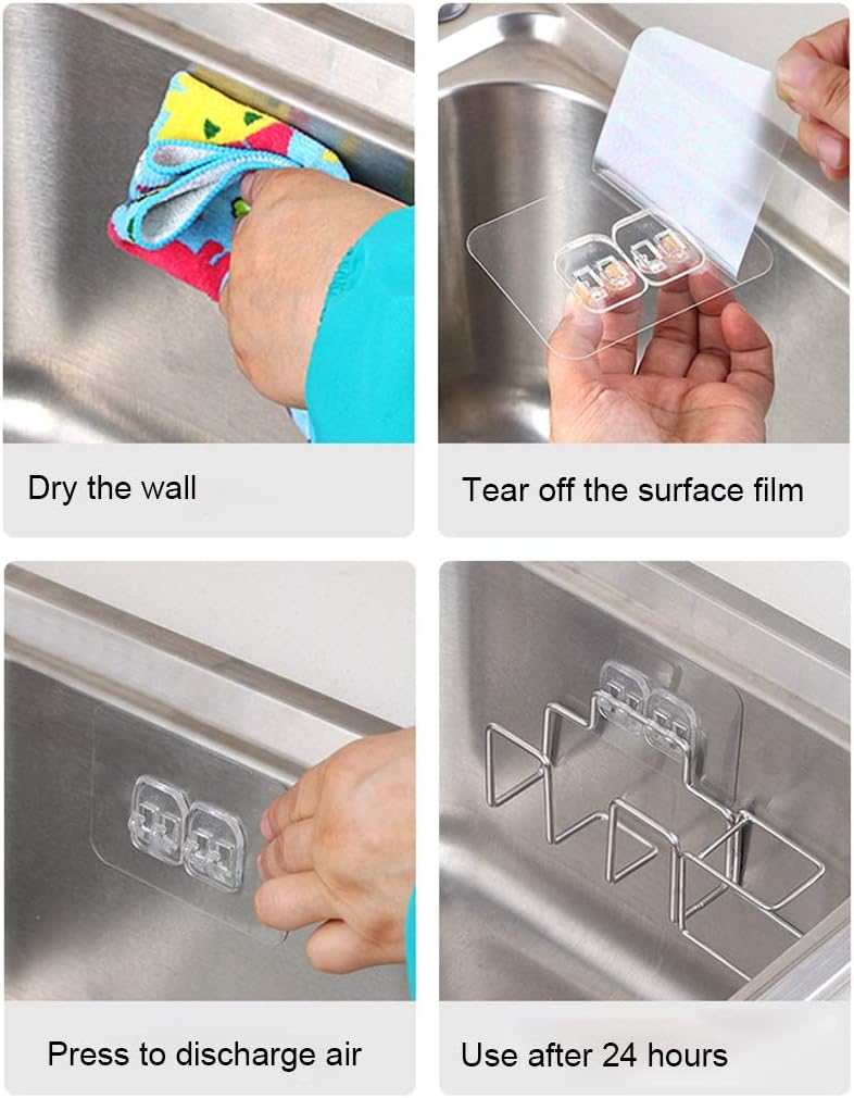 Soporte de esponja adhesivo + soporte para cepillo 2 en 1 para fregadero, organizador de fregadero, acero inoxidable SUS304, resistente al agua, a