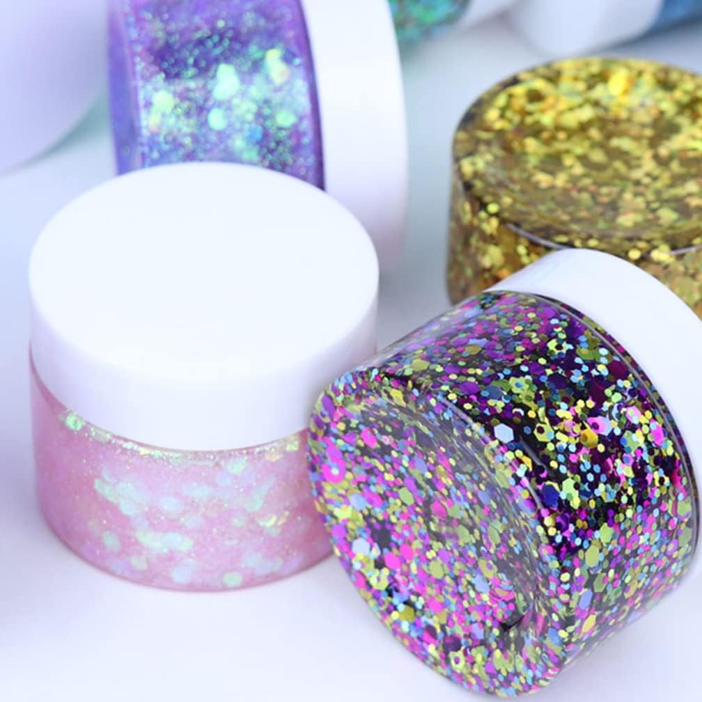 Gel con purpurina para la cara, maquillaje holográfico, con purpurina gruesa, fórmula exfoliante para el cuerpo, pegamento con purpurina, color