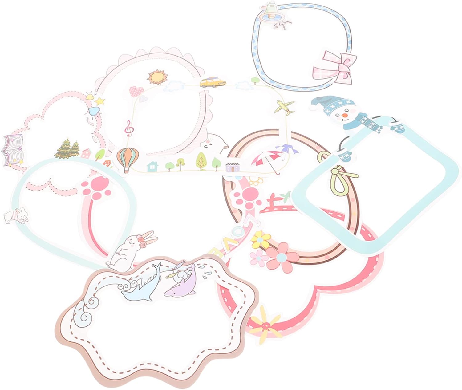 BESTOYARD 40 Pcs Cartoon Photo Frame Stickers Washi Paper Sticker DIY Scrapbook Stickers Scrapbooking Sticker Decorative Stickers for Photo Frame