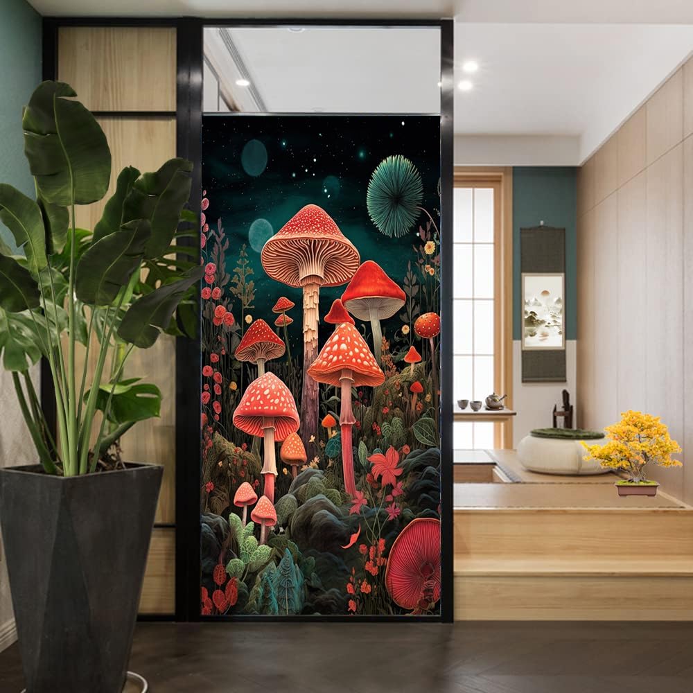 Película de ventana de cristal de hongos fantásticos absolutamente hermosa naturaleza agaric moderna película de privacidad para ventana de vidrio,