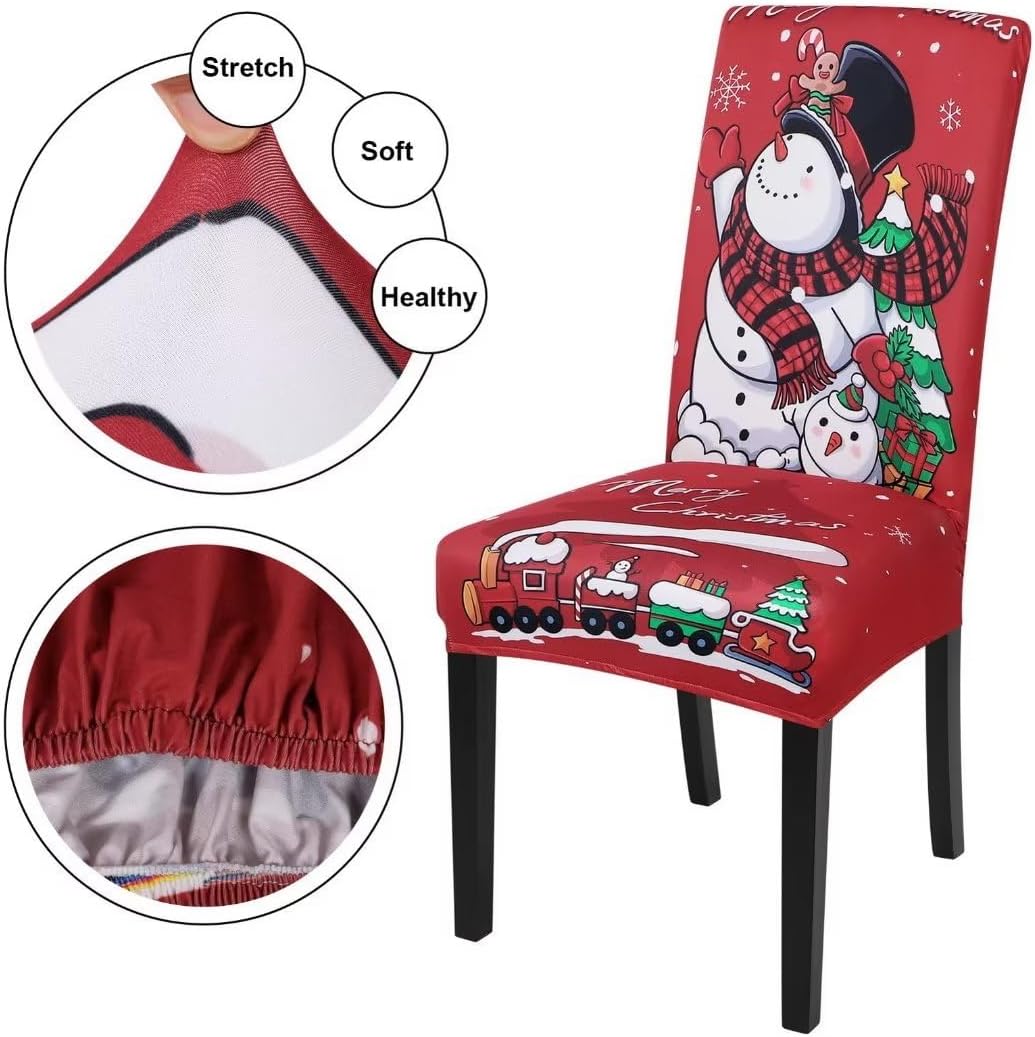 SearchI Juego de 6 fundas para sillas de comedor navideñas, fundas elásticas para sillas Parsons, protectores de asiento lavables de elastano para